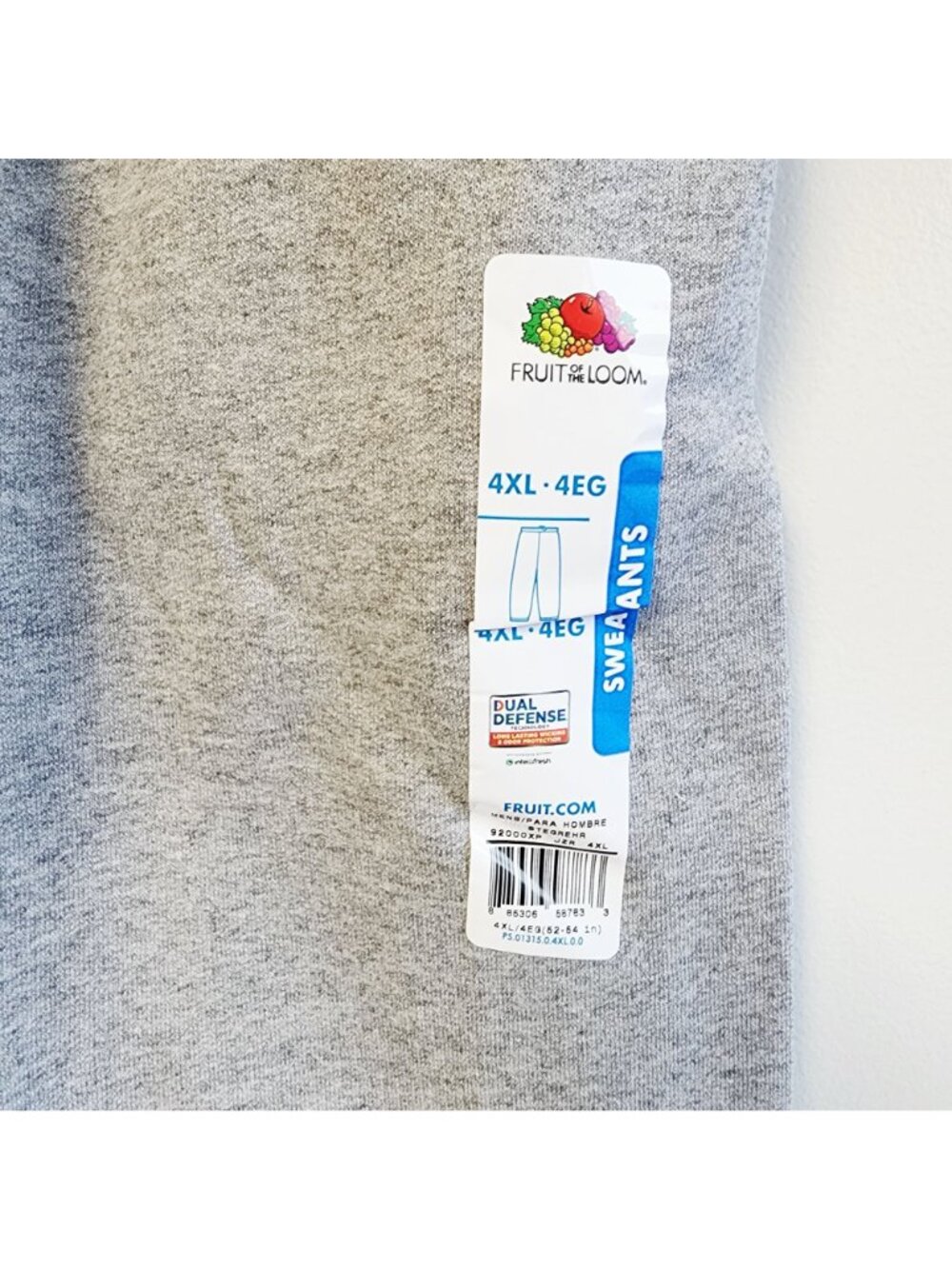 Fruit Of The Loom Unisex Gray Dual Defense Sweatpants Size 4XL Elastic Waistband - Picture 2 of 7